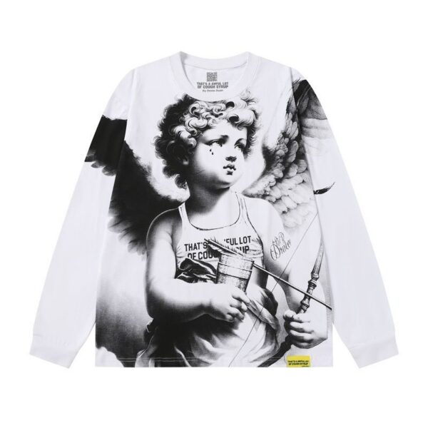 Cough Syrup Angel Cupid Graphic Long Sleeve Tee White OKZY20261585