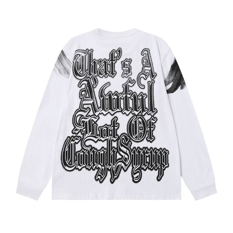 Cough Syrup Angel Cupid Graphic Long Sleeve Tee White OKZY20261585
