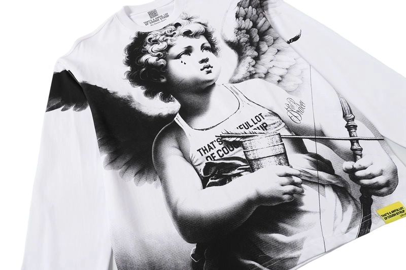 Cough Syrup Angel Cupid Graphic Long Sleeve Tee White OKZY20261585