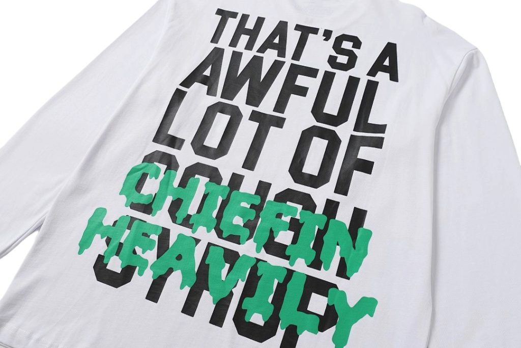 Cough Syrup Chiefin Heavily Cartoon Graphic Long Sleeve Tee White OKZY20261586