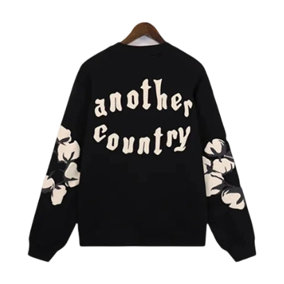 Denim Tears Another Country Cotton Wreath Crewneck Sweatshirt Black OKZY20261588