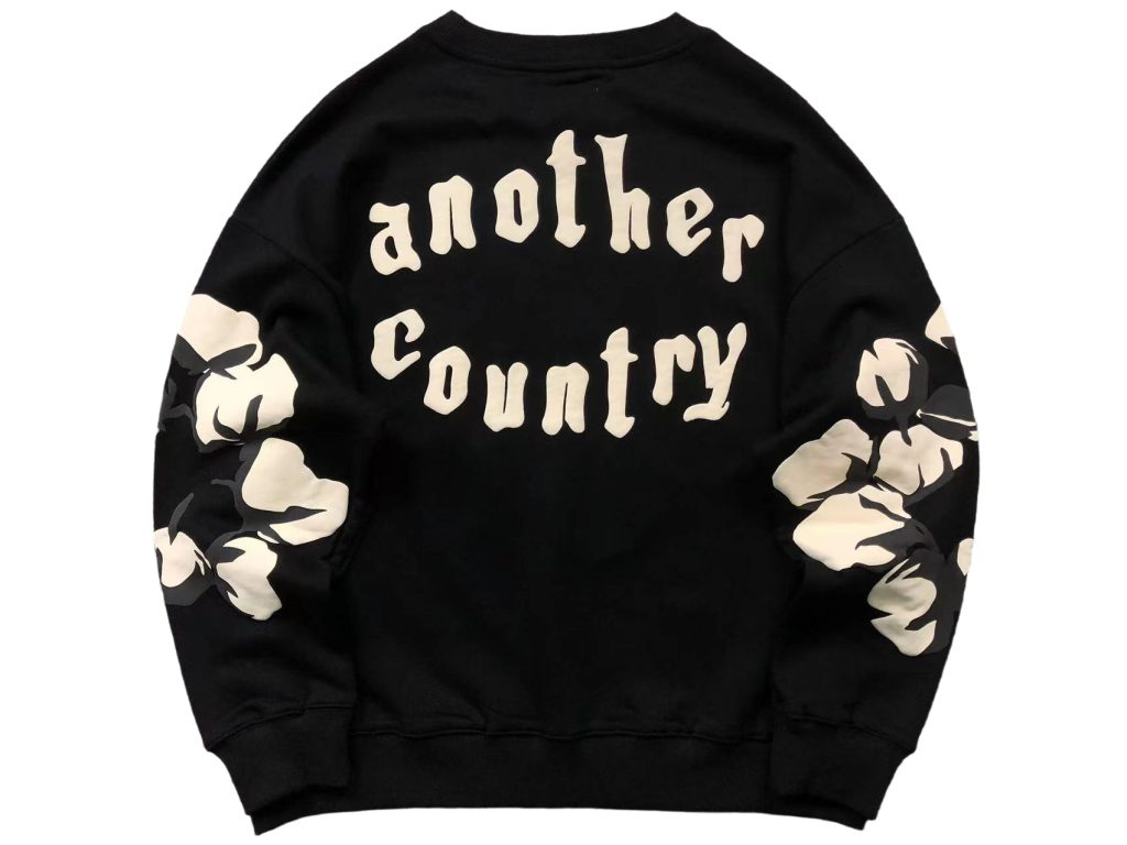 Denim Tears Another Country Cotton Wreath Crewneck Sweatshirt Black OKZY20261588