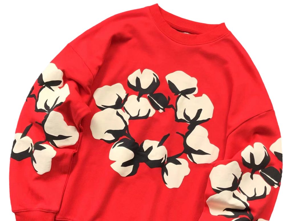 Denim Tears Another Country Cotton Wreath Crewneck Sweatshirt Red OKZY20261589