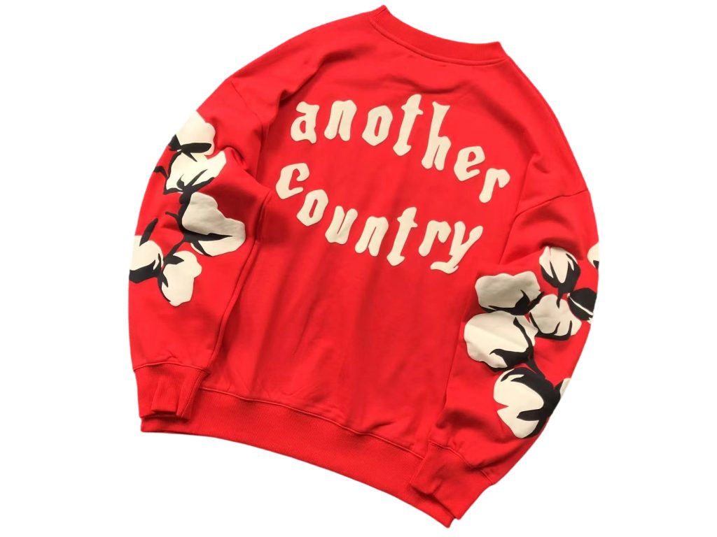 Denim Tears Another Country Cotton Wreath Crewneck Sweatshirt Red OKZY20261589