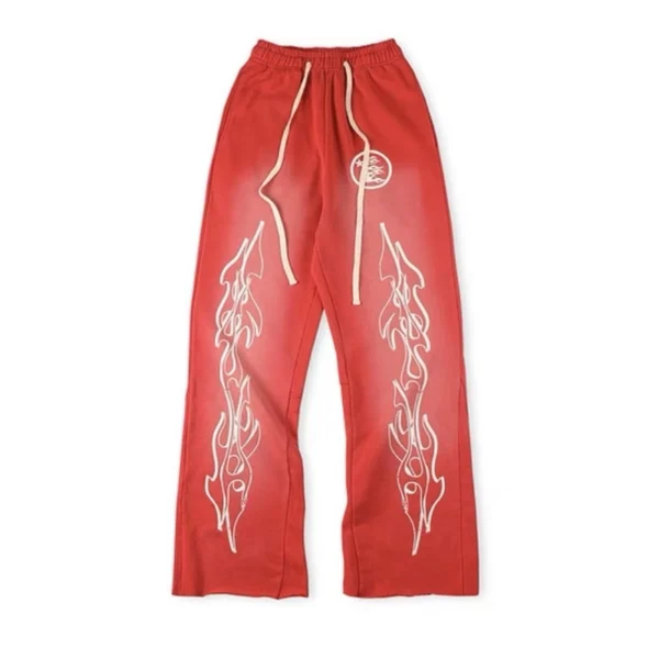Hellstar Red Flame Print Flare Sweatpants OKZY2026158