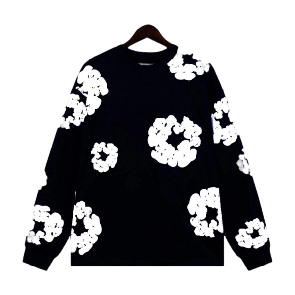 Denim Tears Cotton Wreath All Over Print Crewneck Sweatshirt Black OKZY20261593