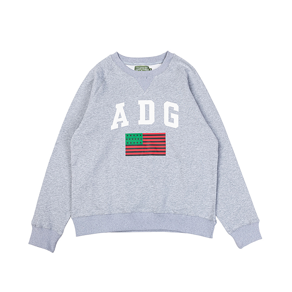 Denim Tears ADG Flag Logo Crewneck Sweatshirt Heather Grey OKZY20261595