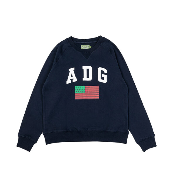 Denim Tears ADG Flag Logo Crewneck Sweatshirt Navy Blue OKZY20261596
