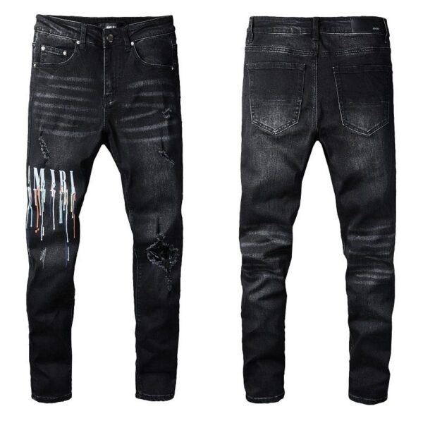 Amiri Drip Logo Black Jeans OKZY202615