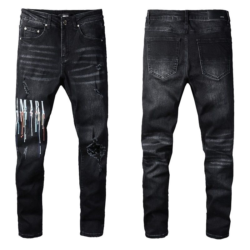 Amiri Drip Logo Black Jeans OKZY202615