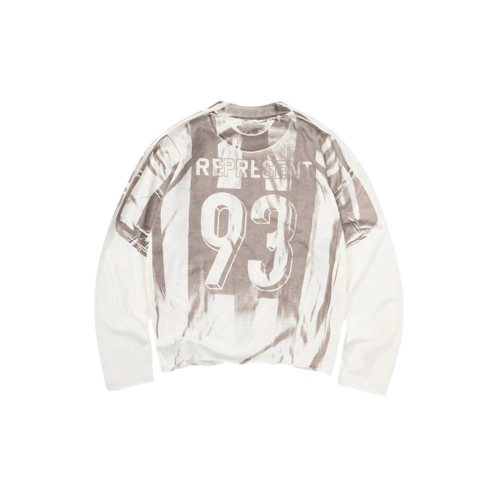 Represent England 93 Striped Long Sleeve Tee White OKZY20261611