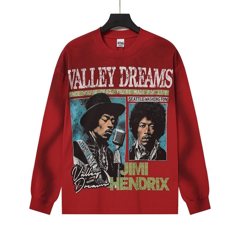 Vale Forever Jimi Hendrix Graphic Long Sleeve Tee Red OKZY20261620