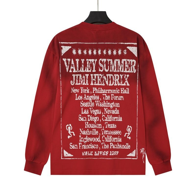 Vale Forever Jimi Hendrix Graphic Long Sleeve Tee Red OKZY20261620