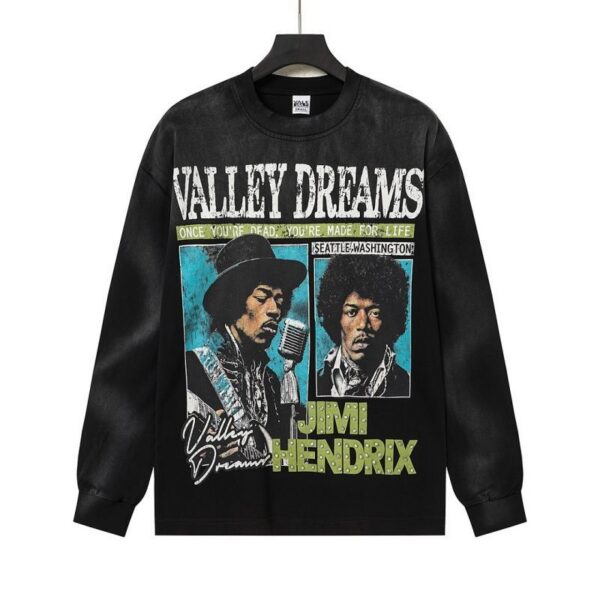 Vale Forever Jimi Hendrix Graphic Long Sleeve Tee Black OKZY20261621