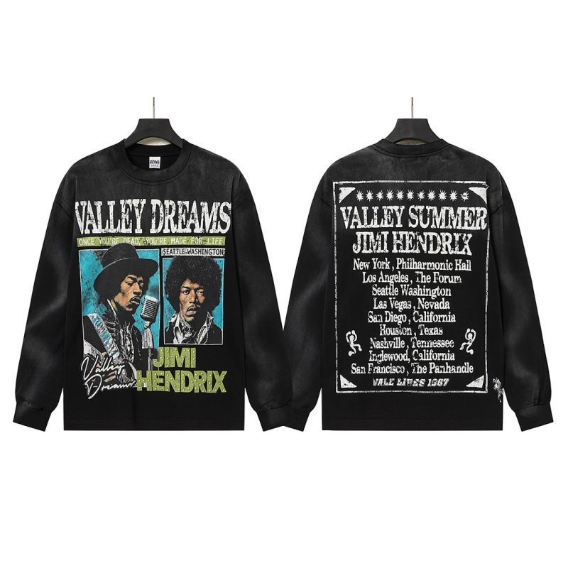 Vale Forever Jimi Hendrix Graphic Long Sleeve Tee Black OKZY20261621