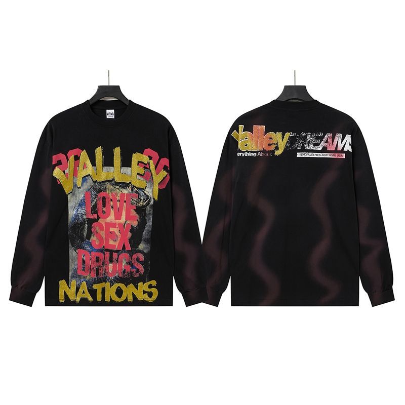 Vale Forever Love Sex Drugs Nations Graphic Long Sleeve Tee Black OKZY20261622