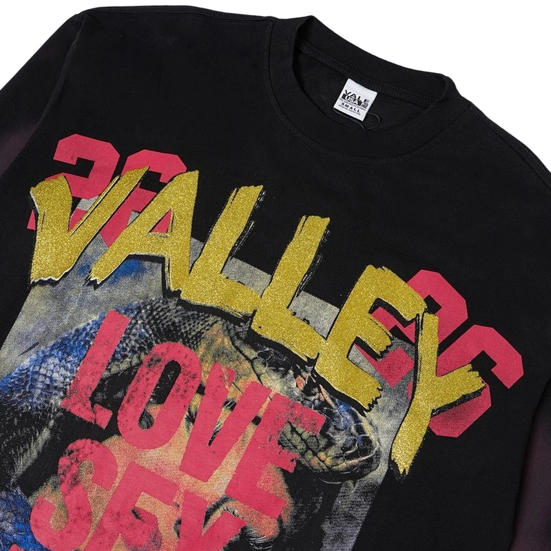 Vale Forever Love Sex Drugs Nations Graphic Long Sleeve Tee Black OKZY20261622