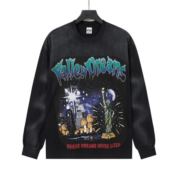 Vale Forever Statue Of Liberty Galaxy Graphic Long Sleeve Tee Black OKZY20261623
