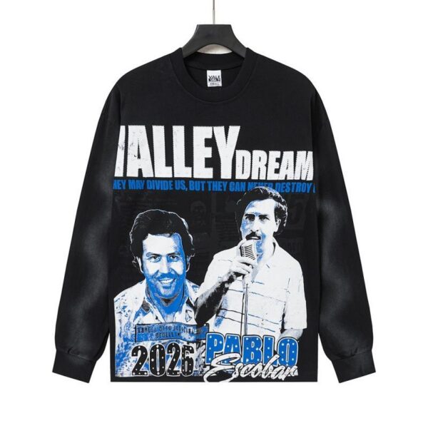 Vale Forever Pablo Escobar Graphic Long Sleeve Tee Black OKZY20261624