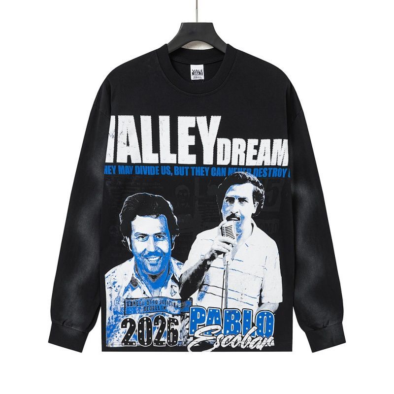 Vale Forever Pablo Escobar Graphic Long Sleeve Tee Black OKZY20261624