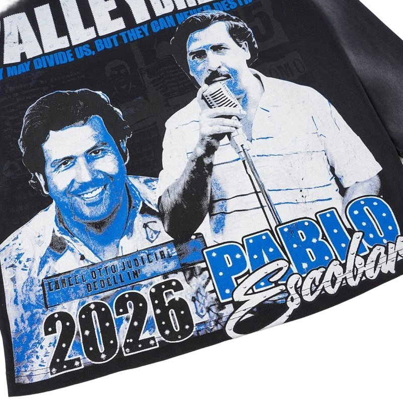 Vale Forever Pablo Escobar Graphic Long Sleeve Tee Black OKZY20261624
