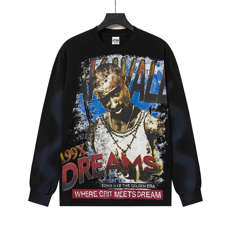 Vale Forever Valley Dreams 2Pac Portrait Vintage Long Sleeve Tee Black OKZY20261626