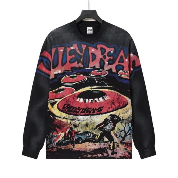 Vale Forever Valley Dreams UFO Vintage Long Sleeve Tee Black OKZY20261630