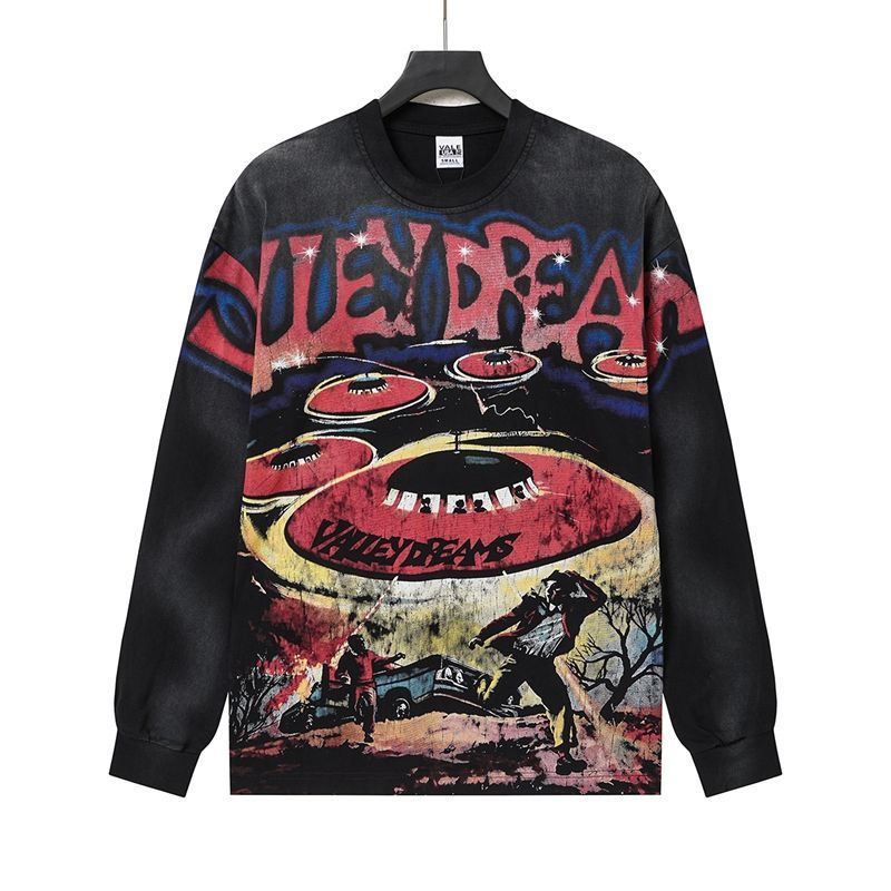 Vale Forever Valley Dreams UFO Vintage Long Sleeve Tee Black OKZY20261630