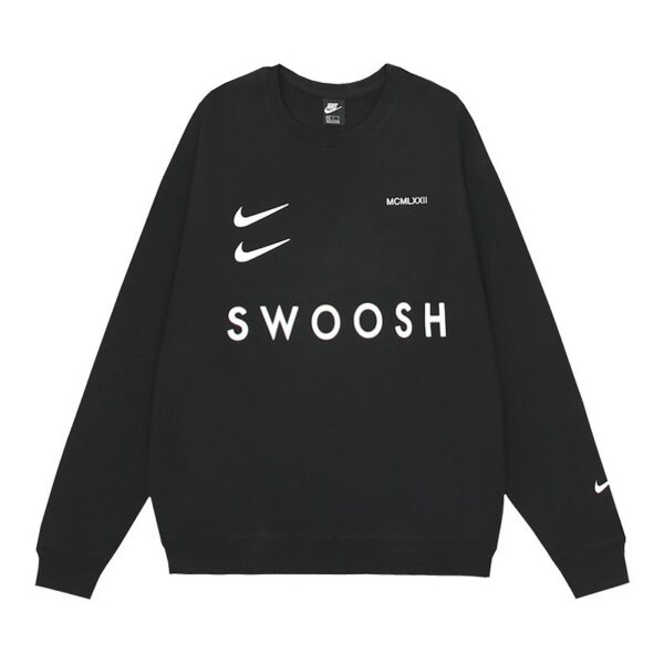 Nike Double Swoosh Swoosh Letter Crewneck Sweatshirt Black OKZY20261641