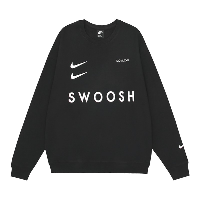 Nike Double Swoosh Swoosh Letter Crewneck Sweatshirt Black OKZY20261641