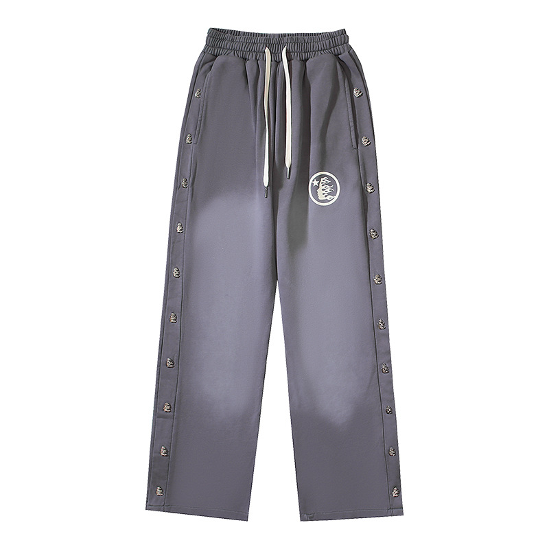 Hellstar Grey Side Button Straight Sweatpants OKZY2026164