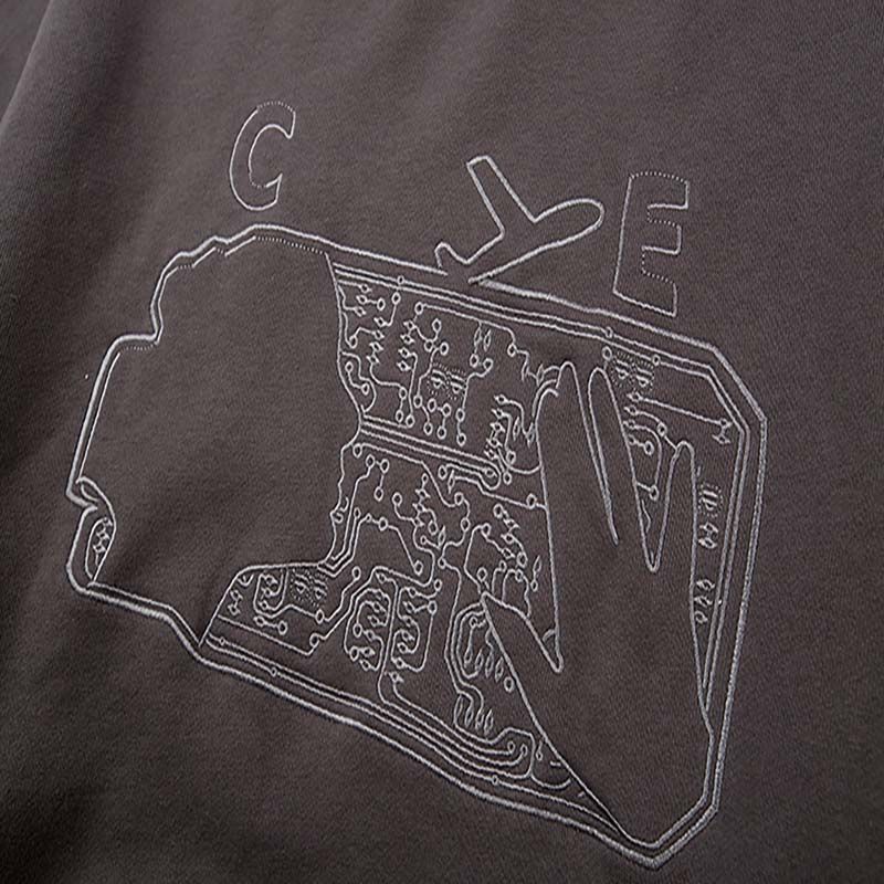 Cav Empt Hand Circuit Graphic Crewneck Sweatshirt Dark Grey OKZY20261651