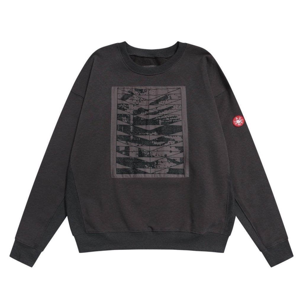 Cav Empt Distressed Patch Print Crewneck Sweatshirt Dark Grey OKZY20261652