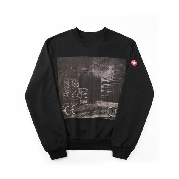 Cav Empt City Building Photo Print Crewneck Sweatshirt Black OKZY20261654