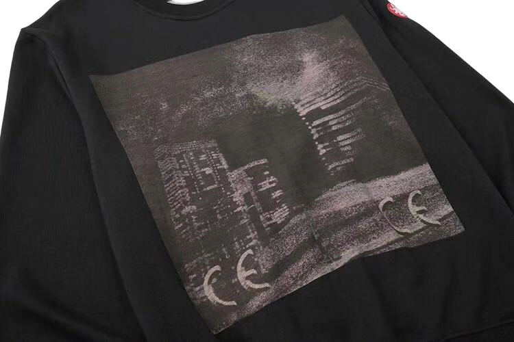 Cav Empt City Building Photo Print Crewneck Sweatshirt Black OKZY20261654