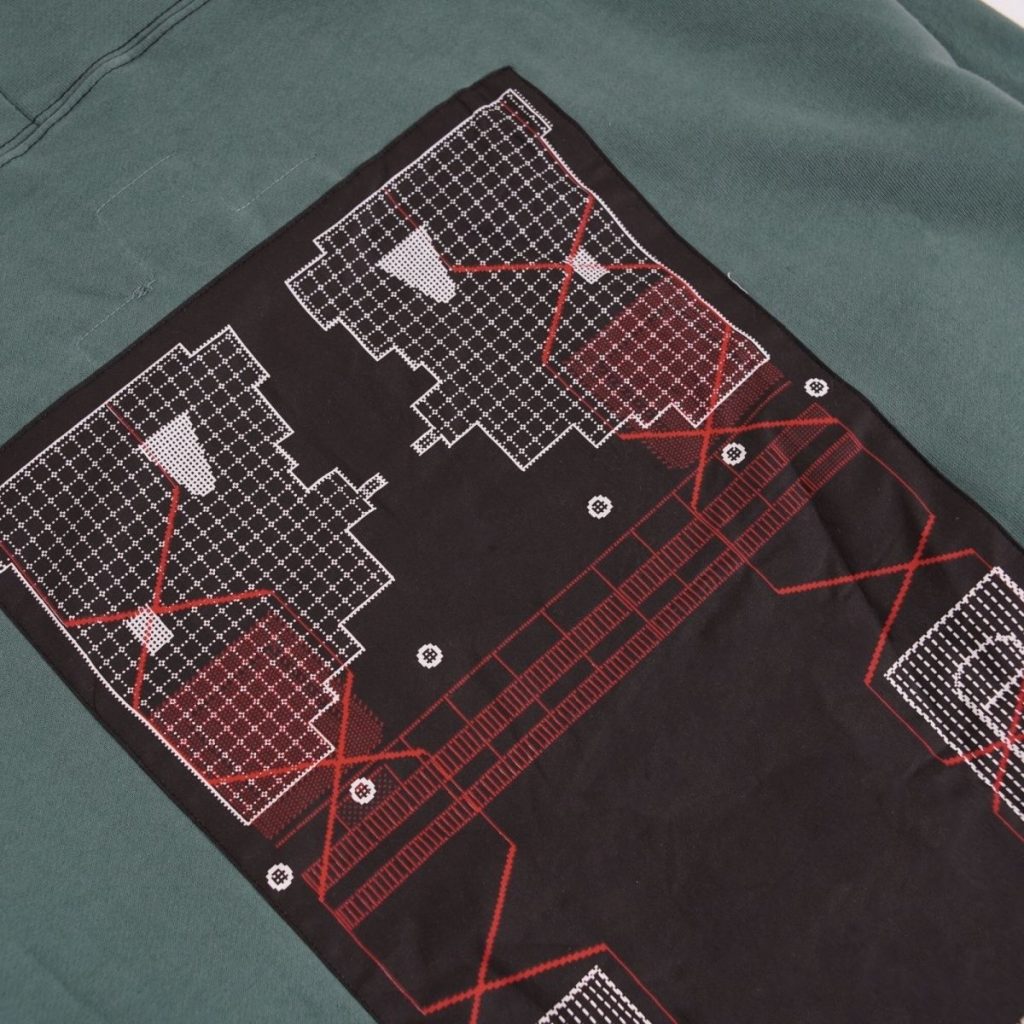 Cav Empt Back Grid Blueprint Print Hoodie Green OKZY20261660