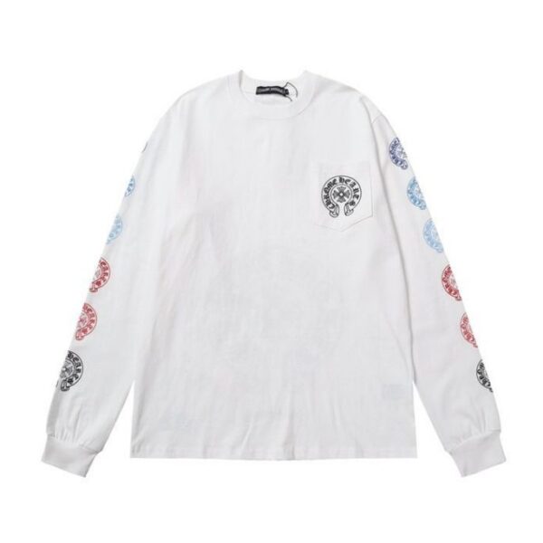 Chrome Hearts Multi Color Circle Logo Long Sleeve Tee White OKZY20261669