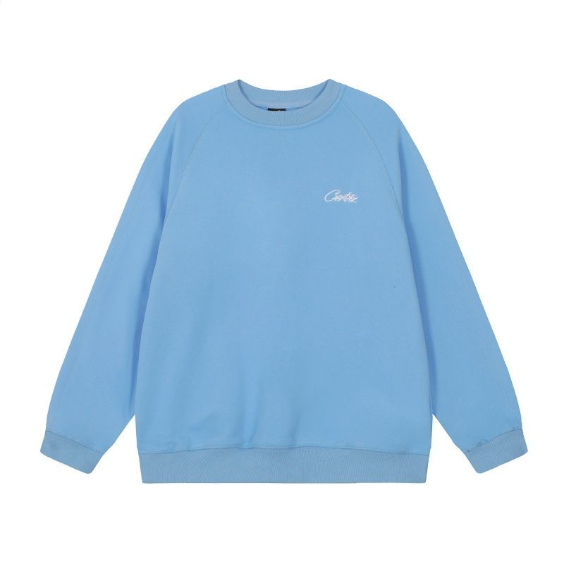 Corteiz Script Logo Raglan Crewneck Sweatshirt Light Blue OKZY20261675