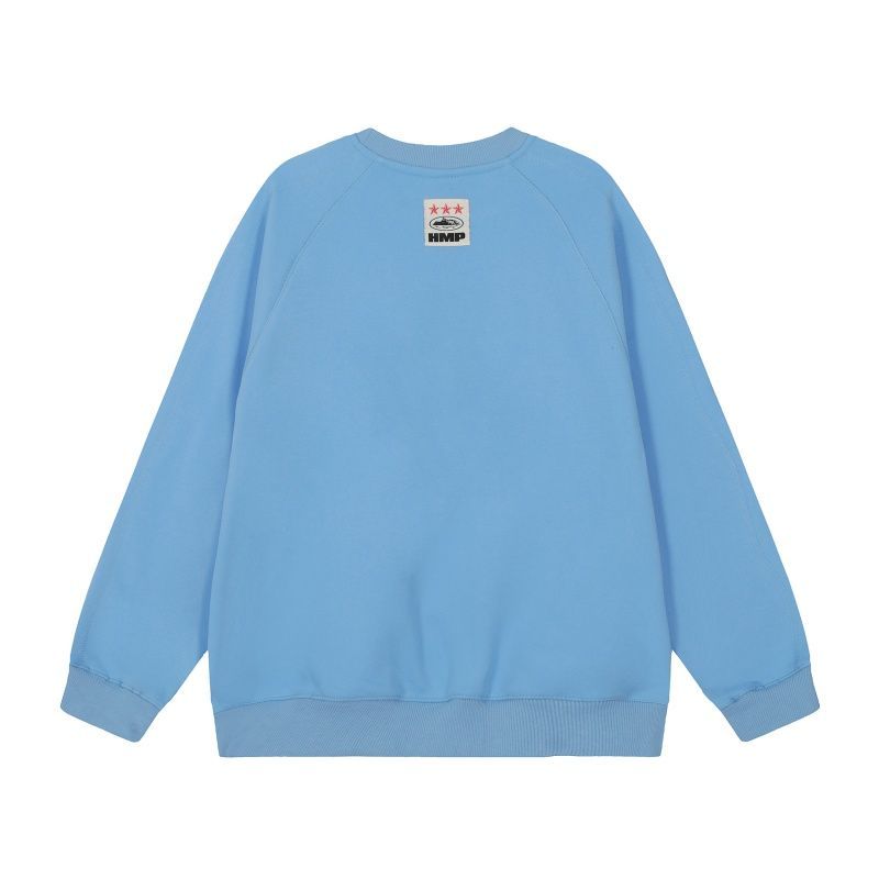 Corteiz Script Logo Raglan Crewneck Sweatshirt Light Blue OKZY20261675