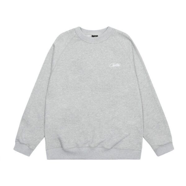 Corteiz Script Logo Raglan Crewneck Sweatshirt Heather Grey OKZY20261676
