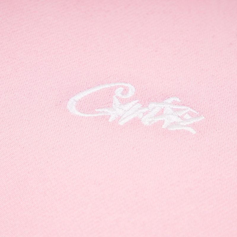 Corteiz Script Logo Raglan Crewneck Sweatshirt Pink OKZY20261677