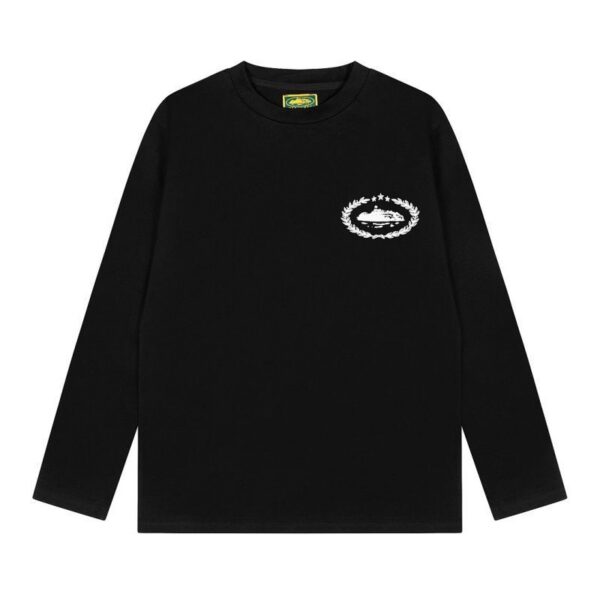 Corteiz Wreath Island Logo Long Sleeve Tee Black OKZY20261678