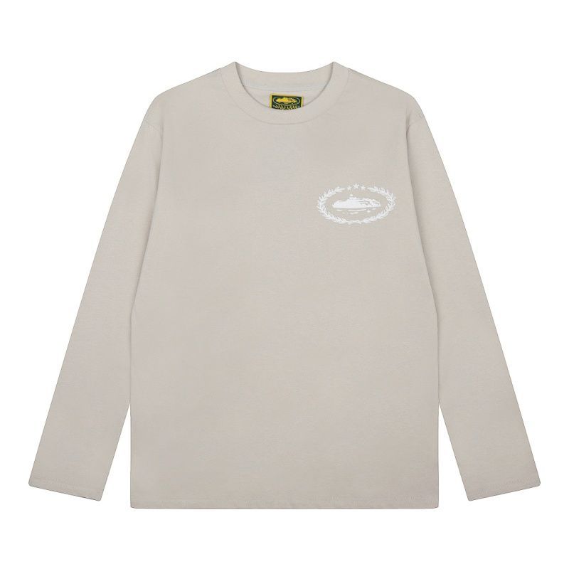 Corteiz Wreath Island Logo Long Sleeve Tee Khaki OKZY20261679