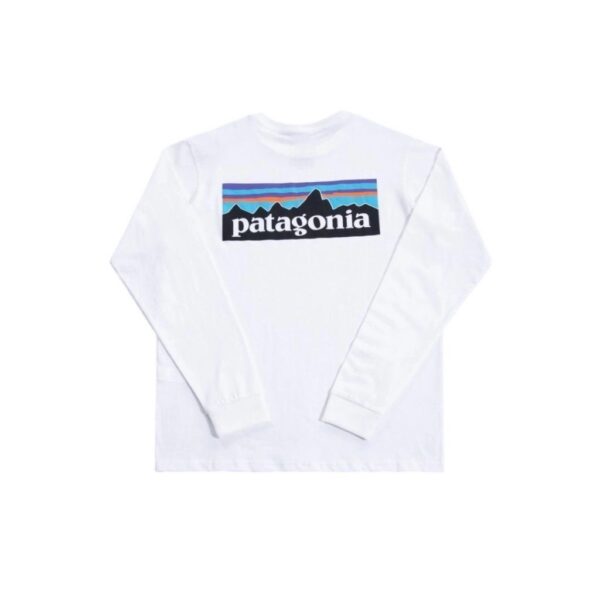 Patagonia Mountain Logo Back Print Long Sleeve Tee White OKZY20261682