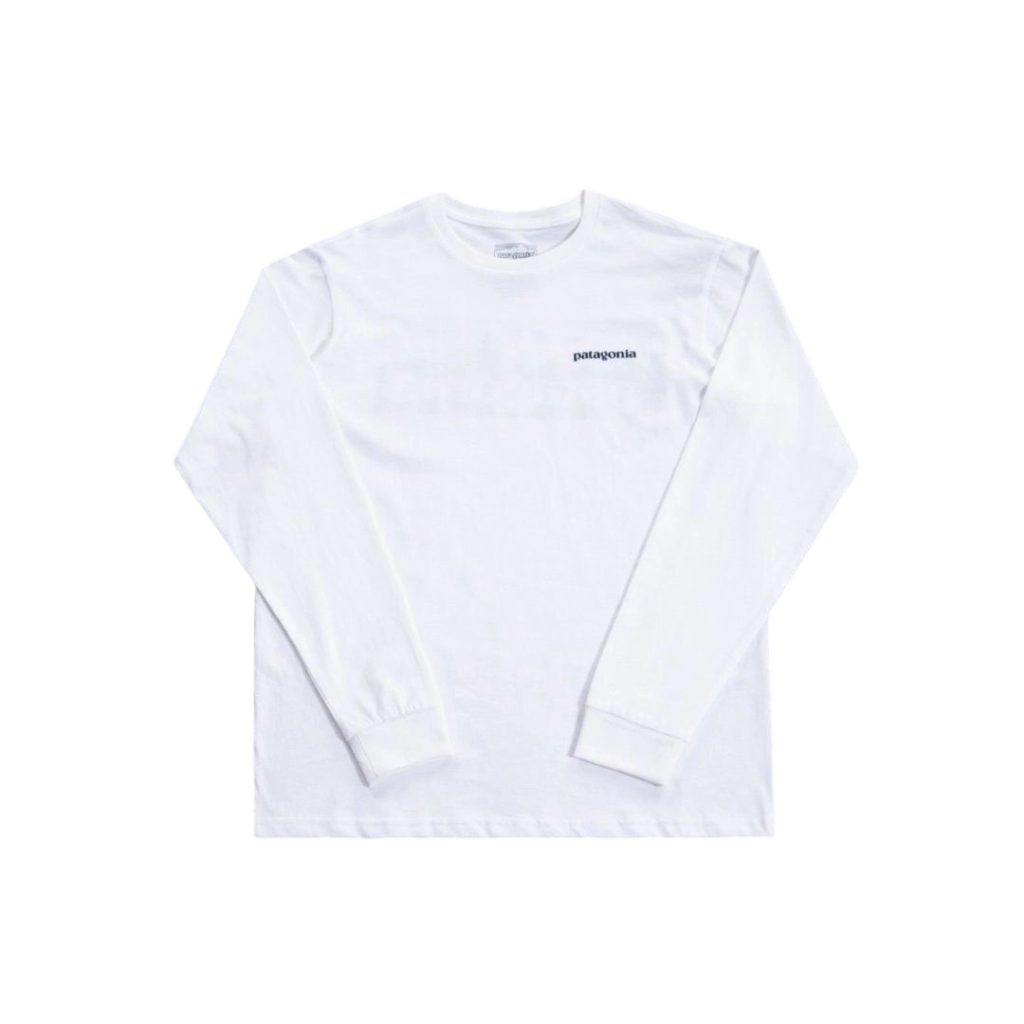 Patagonia Mountain Logo Back Print Long Sleeve Tee White OKZY20261682
