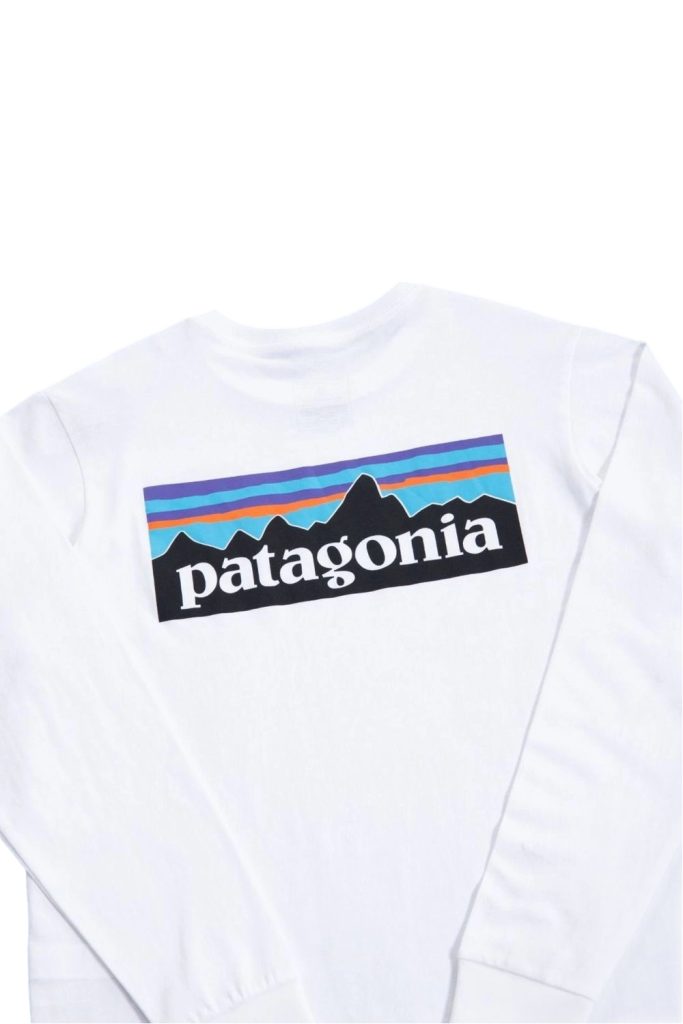 Patagonia Mountain Logo Back Print Long Sleeve Tee White OKZY20261682