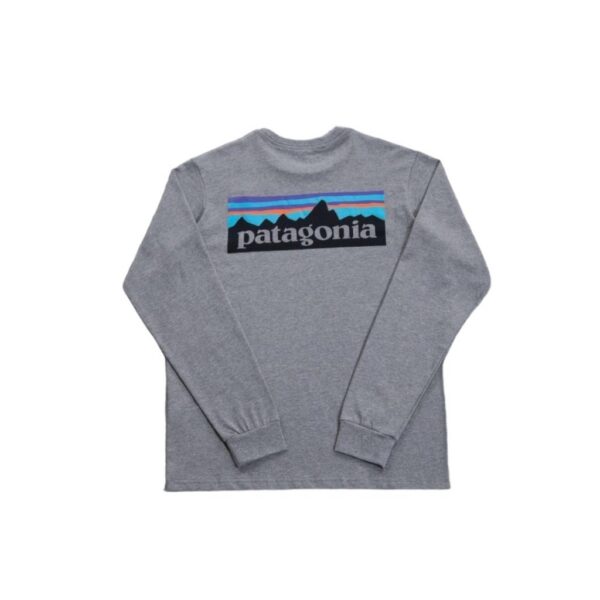 Patagonia Mountain Logo Back Print Long Sleeve Tee Heather Grey OKZY20261683
