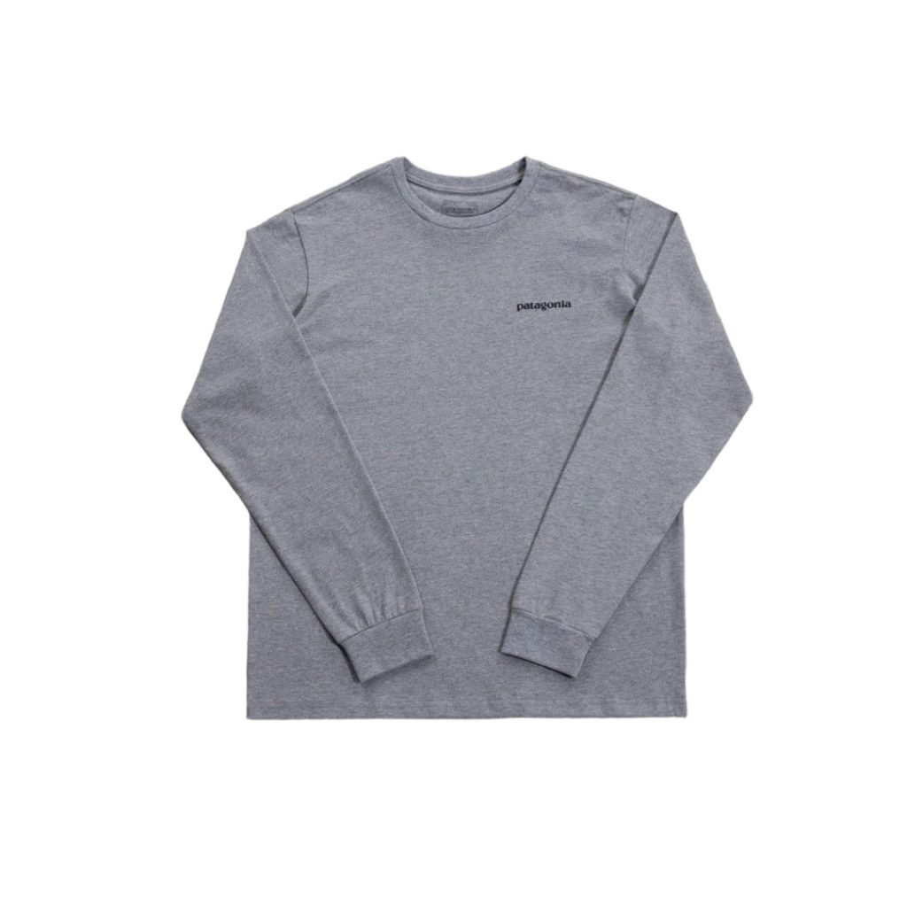 Patagonia Mountain Logo Back Print Long Sleeve Tee Heather Grey OKZY20261683