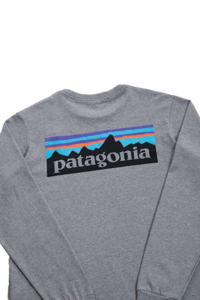 Patagonia Mountain Logo Back Print Long Sleeve Tee Heather Grey OKZY20261683