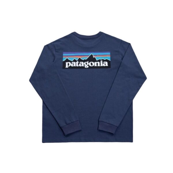 Patagonia Mountain Logo Back Print Long Sleeve Tee Navy OKZY20261684